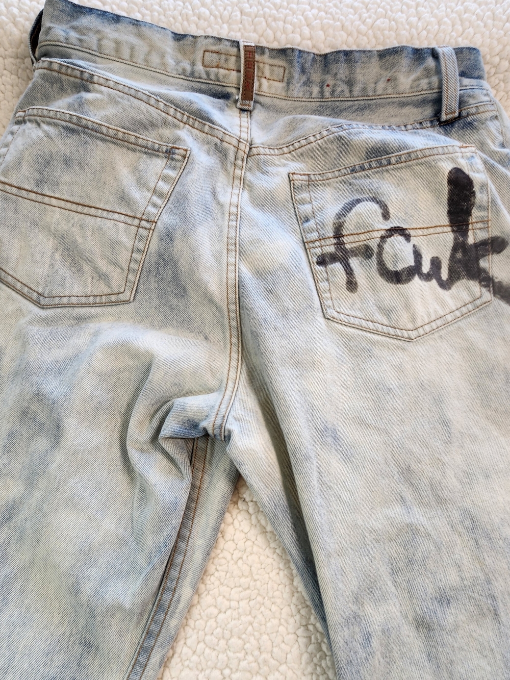Vintage FCUK Jeans French Connection Wide Leg Baggy Distressed Denim 32x30 Mens